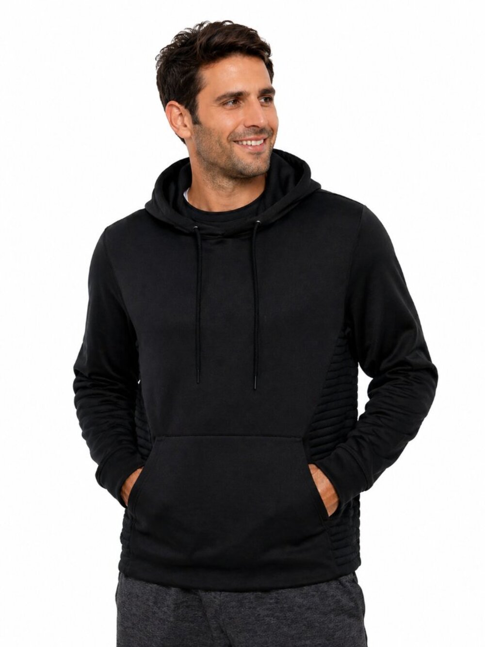 NWT mens small black hoodie TEK GEAR sweatshirt. Wicking Stretch Fabric Pullover